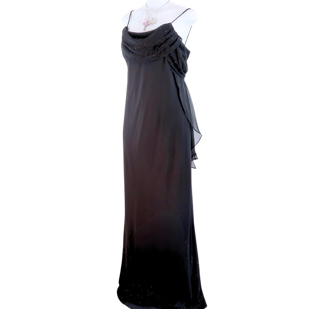 y2k black rhinestone maxi dress